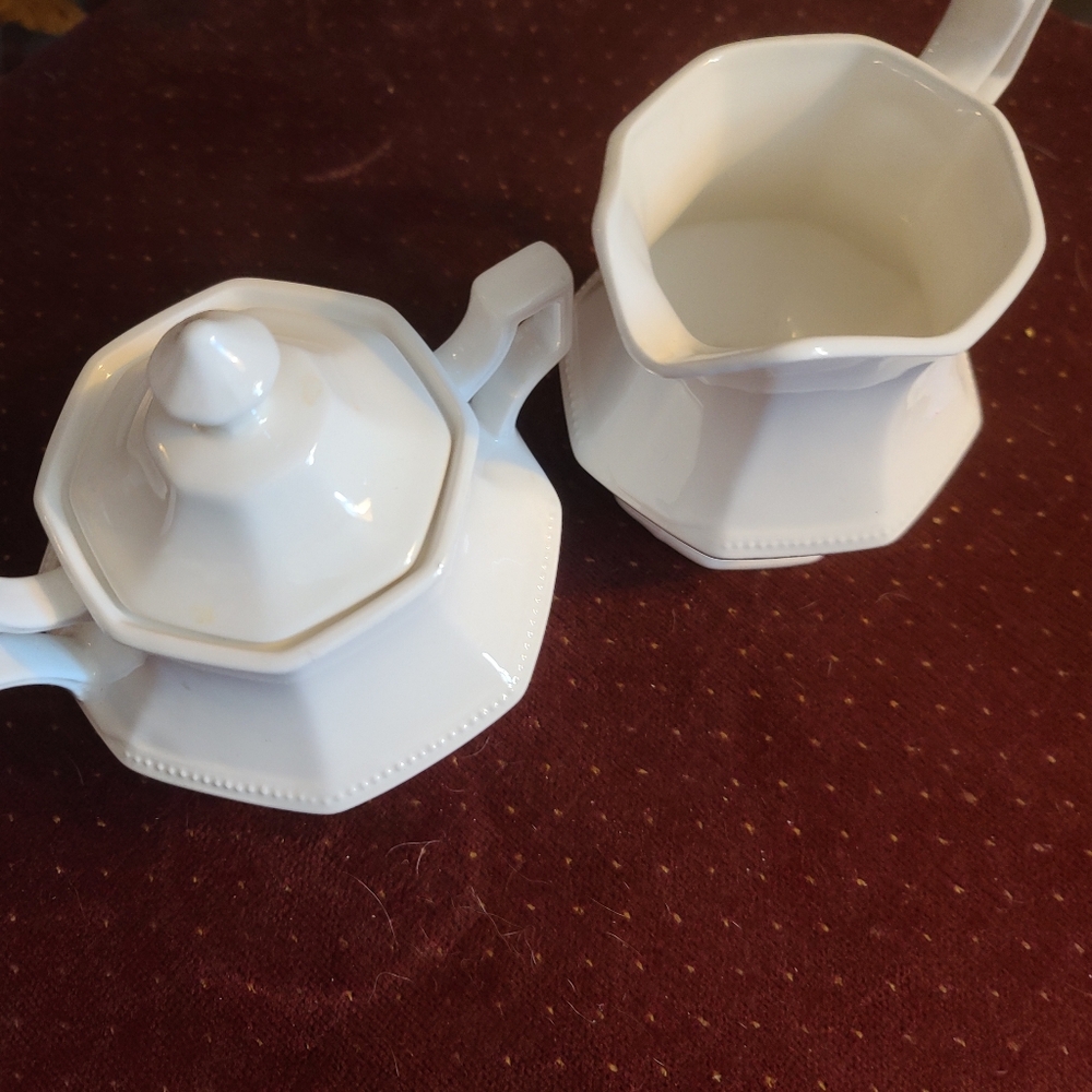 White Ceramic Creamer and Sugar Set